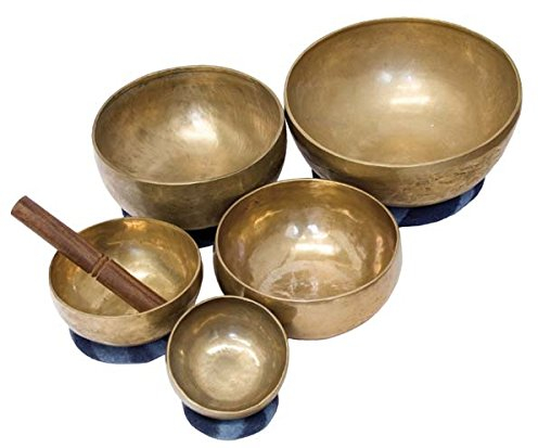 Klangschale 1400g Messing Bronze Handgetrieben Meditation Klangtherapie Indien