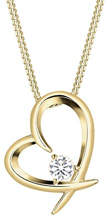 Elli Halskette Damen Herz Geschwungen mit Zirkonia Kristall in 925 Sterling Silber Vergoldet