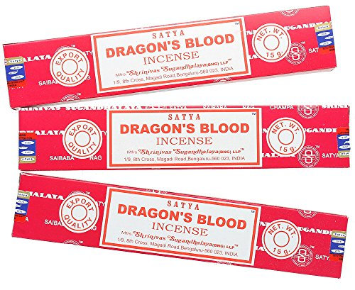 Satya Nag Champa Lot de 3 paquets de bâtonnets d'encens Sang de dragon Rouge