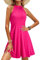 OUGES Robe D'éTé Ladies Knee Length Halterneck Dress Summer Floral Pattern Elegant Cocktail Dress(Rose-S)