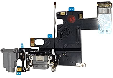 Smartex® Charging Port Flex cable compatible with iPhone 6 6G Dark grey – Dock Connector with built in Microphone, Home button, Loudspeaker, Antenna