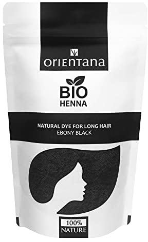 Orientana - Bio Cabello Henna Ébano Negro | Polvo de hierbas veganas 100% natural para tinte de cabello | Ebony Black para cabello largo - 100g