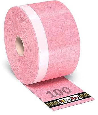 Isolbau Fensterband Rot 100 mm x 30 m Fensteranschlussband Fenster-Dichtband Innen Luftdicht Schlagregendicht Diffusionsoffenes Anschlussband für Fenster & Tür Kompriband MPA geprüft