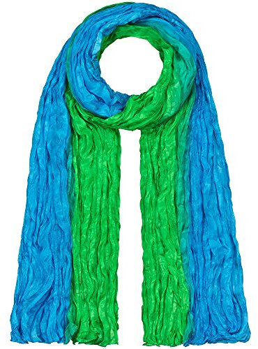 Japanwelt Seidentuch elegantes Damen Halstuch Crash-Schal 100% Seide silkroad 90 x 180 cm Streifen Grün Blau