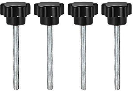 sourcing map 4 Stück Sterngriffschraube M6 x 70mm Schrauben Schwarz | Mit Griff Rändelschraube Flügelschrauben Sternkopfschraube Sterngriffmutter 32mm Klemmknopf, Für Werkzeugmaschine Maschine