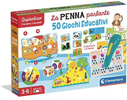 Clementoni - 16212 - Sapientino - La Penna Interattiva 50 Giochi educativi - Giochi Riuniti, Puzzle, Penna parlante, Gioco di Percorso - Gioco educativo 3 Anni (Versione Italiana) - Made in Italy