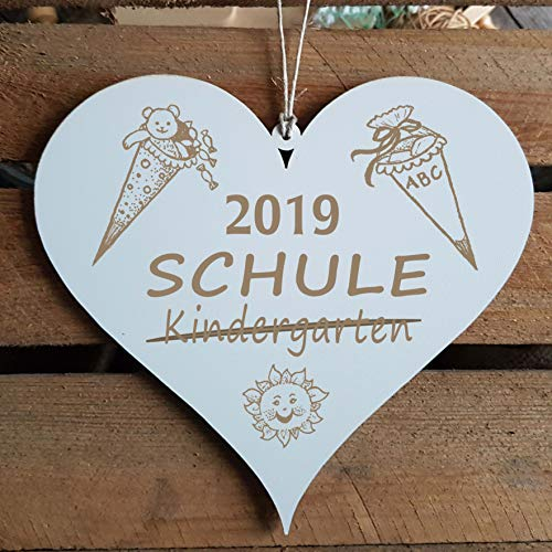 Schild Herz - SCHULE - ein schönes Geschenk für das Kind zur Einschulung - Geschenkanhänger - Kindergarten Schulanfang Zuckertüte
