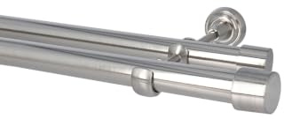 Sento 25/25mm Gardinenstange Vorhangstange Metall Wandmontage Edelstahl Optik 180 cm Albana