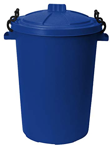 50L 50 Litre Heavy Duty Plastic Clip Lock Lid Bin - Blue, Single Bin - for Indoor or Outdoor Use for Collection of Rubbish, Waste or Storage of Animal Feed.
