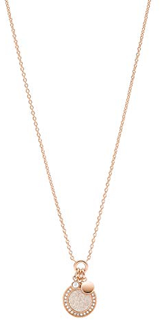Fossil Collier Pour Femmes, Longueur Totale : 460mm + 50mm Chaîne D'Extension / Pendentif : 14mm X 16mm Collier En Acier Inoxydable Or Rose, JF03265791