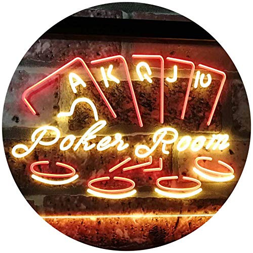 ADVPRO Poker Room Casino Game Room Dual Color LED Barlicht Neonlicht Lichtwerbung Neon Sign Rot & Gelb 600 x 400mm st6s64-i2347-ry