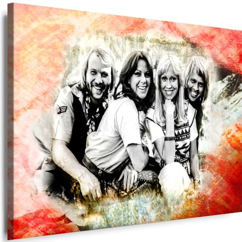 Myartstyle - Bilder ABBA Band 80 x 60 cm Leinwandbild Xxl - Wandbild 1 Teilig - Gerahmter Kunstdruck Musik w-s-2023-82