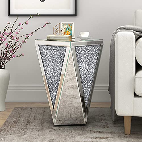 Verspiegelter Beistelltisch Wohnzimmer Diamant Fassung Beistelltisch Standfuß für Bett Sofa Ecke Flur