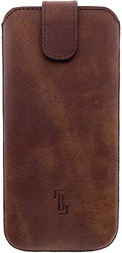 Burkley Handyhülle für Samsung Galaxy S20 Ultra Hülle kompatibel mit Galaxy S20 Ultra Handy-Tasche Rindsleder Sleeve mit Rückzug-Funktion (Antik Coffee)