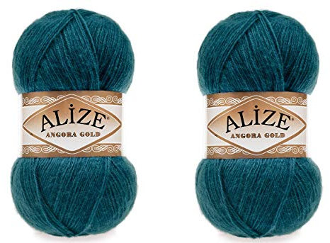 20% Wolle, 80% Acryl, weiches Garn, Alize Angora-Gold, Häkelgarn, 200 g, 1204 m, Spitze, Handstrickgarn, türkisches Garn (17 Petrol)