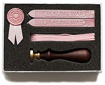 Wachsstempel Set Wachssiegel Stempelset - Siegelwachs 2 Stück Siegellack Sticks mit Docht, 1 Stück Wachssiegel Stempel und 20 Stück Band für Versiegelung & Dekoration Umschlägen Einladungen Karten #4