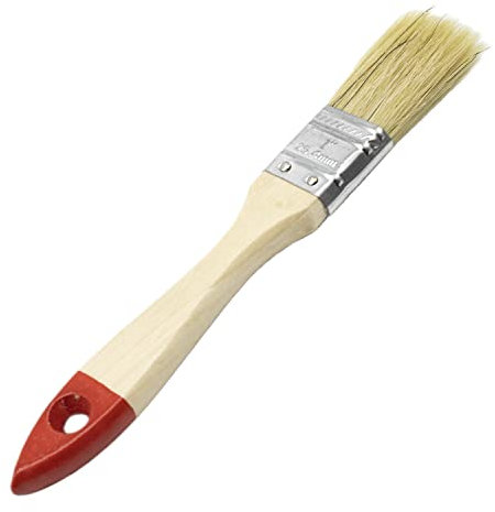 CABLEPELADO Paletina Pintura | Brocha Pintura | Pincel Pintura | Mango Madera Color Rojo | Doble cerda | Apto para Mueble, Paredes, Vallas | 25 mm Ancho cerda