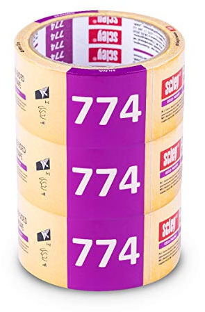 SCLEY 3 Stück Doppelseitiges Klebeband, Teppichbänder Breite 50mm, Länge 10m, Universalklebeband Serie *774*, Gelbe Montageband, Verlegeband für Beläge Fußbodenheizung etc., A0313-741050