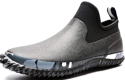 GILKUO Stivali Gomma Uomo Bassi Stivaletti Pioggia Impermeabili Neoprene Stivali Corti da Pesca Giardinaggio Giardino Nero Taglie 41