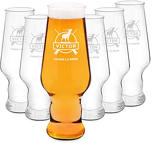 Maverton Ensemble de Chopes à Bière Personnalisées de 0,4 l – Verres de haute qualité avec gravure pour homme - Cadeau pour tous les amateurs de bière - Chasse