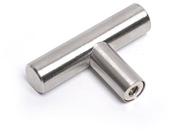 Silver Finish T Bar Modern Kitchen Cupboard Cabinet Drawer Bar Door Handle Knob (1, T bar knob)