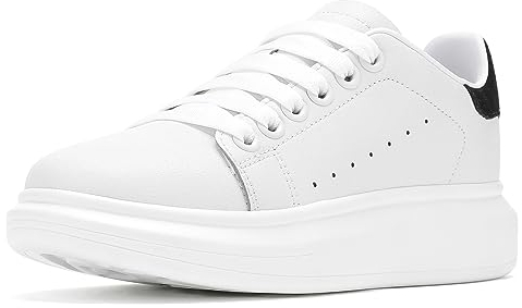 NewEndostar Modische Damen-Sneaker, Vibrationshöhe, leicht, bequem, lässig, Skateboard-Wanderschuhe, Weiß|Schwarz, 45 EU
