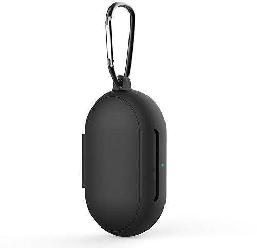 Earbuds - Custodia morbida in silicone, compatibile con Samsung Galaxy Buds/Buds+, custodia per cuffie con ganci anti-perdita (nero)
