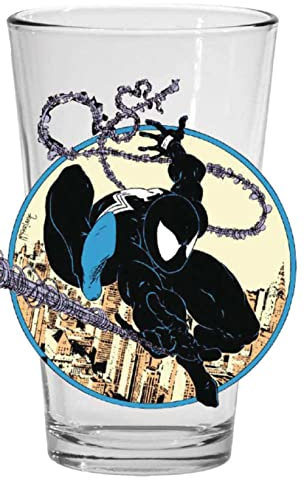 Toon Tumbler Spider-Man Marvel Comics Classic Black-Suit Web Slinging Toon Tumblers Pint Glass
