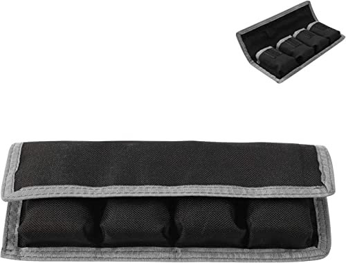 Selens Nylon DSLR Camera Battery Bag Storage Case Holder with 4 Pocket Pouch for LP-E6 LP-E8 LP-E10 LP-E12, EN-EL14 EN-EL15, NP-FW50 NP-FM500H-F550 NP - Grey