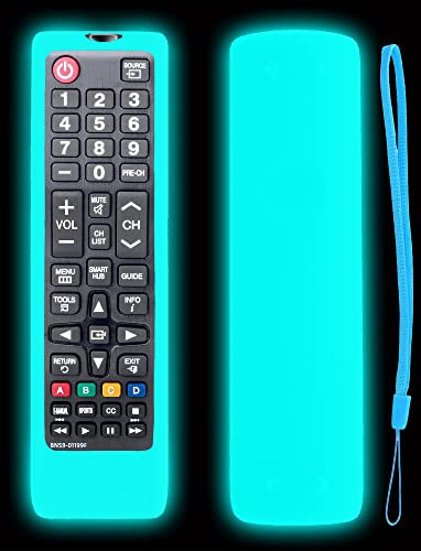 Glow Case with Strap for Samsung Smart TV Remote Control - Silicone Cover for Samsung TV BN59-01301A BN59-01315A BN59-01199F Remote Control Replacement Skin Sleeve Case Cover Glow in The Dark - Blue