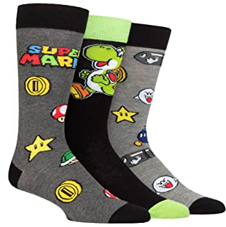 SockShop Herren Damen und Kinder Super Mario Feinde, Einschalten und Yoshi Baumwolle Socken Packung 3 Multi 31-36 Kind
