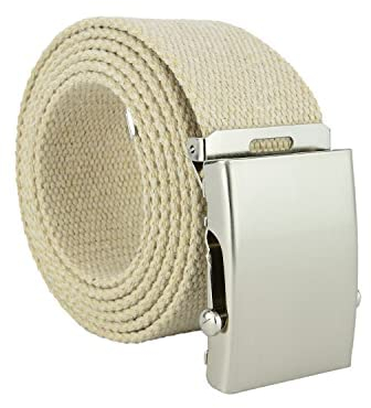 UPGRADE 3STYLE Gürtel mit verschiebbarer Schnalle im Militärstil, Beige Classic 4 cm, 148 cm