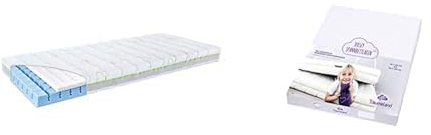 Träumeland T080282 Jugendmatratze Schlummerland, 90 x 200 cm & TT02007 Spannbetttuch Jersey, weiß 90 x 200 + 90 x 190 cm