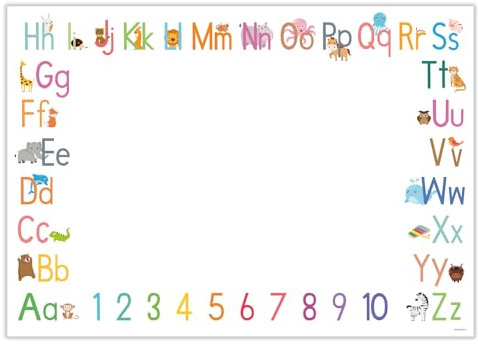 edelkern Schreibtischunterlage „ABC & Zahlen ohne Schreibanleitung“ aus Papier | DIN A3 | 24 Blatt | Ideale Tischunterlage für Kinder | Viel Platz zum Malen und Schreiben