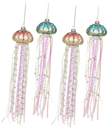 4 Stück Weihnachtsschmuck Aus Quallen Christbaumschmuck Strand Hängende Ornamente Weihnachtsschmuck Aus Dem Meer Weihnachtsbaum Hängende Ornamente Glas Perle Wandbehang