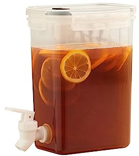 Distributeur de boissons 2L avec robinet, distributeur d'eau pour réfrigérateur avec robinet, distributeur de boissons grande capacité Seau à eau glacée rechargeable en plastique pour boissons