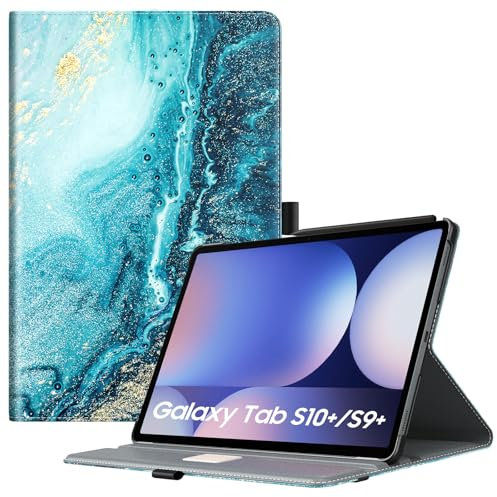 TiMOVO Funda Compatible con Samsung Galaxy Tab S10+ Plus 2024/S9 Plus 2023, Carcasa con Soporte Giratorio de 90 Grados con Anillo para S Pen, Cubierta para Galaxy Tab S10+/S9+ 12.4, Dorado