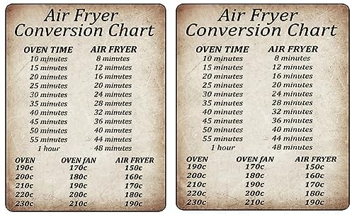 2 Pack Air Fryer Cooking Time Chart Cheat Sheet UK Air Fryer Temperature Conversion Chart Air Fryer Accessories Cheat Sheet Air Fryer Cook Times Celcius for Cooking Frying