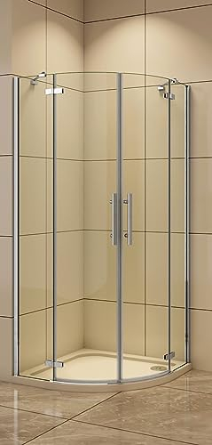 Aica Sanitär 80x80/90x90/100x100cm Duschkabine Runddusche Viertelkreis Duschabtrennung Dusche (90x90cm,HQX)