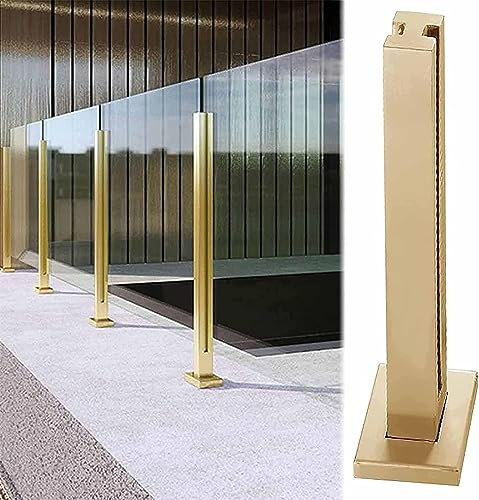 SMYOUQE Parapetto in Vetro Parapetto in Vetro Parapetto in Vetro Sistema di Ringhiera in Vetro Sistema di Ringhiera in Vetro per Balcone Ponte (Oro)(Size:95cm/37.4 in,Color:Post Centrale)