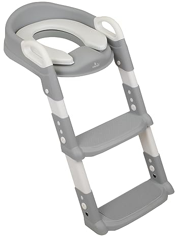 Toral Adaptador WC Niños con Escalera. Adaptador para Inodoro Plegable, Altura Ajustable con Asiento Acolchado. Reductor WC Niños con Asas y Base Antideslizante