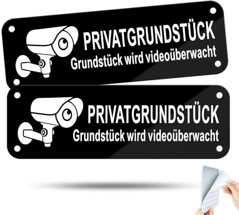 SINMAO Privatgrundstück Warnhinweis/Dieses Objekt Wird Videoüberwacht Aufkleber-Achtung Kamera Überwachung-Aluminium Blechschilder Einbrecher（ 2 Stück ）
