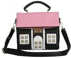 PORRASSO Borsa a Tracolla Donna Creativa Borse a Spalla a Forma di Casa Borsetta Crossbody Bag Nero