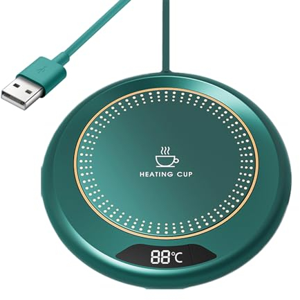 Calentador De Tazas Electrico (Verde) - Inteligente Calienta Tazas con Personalizable | Calentador De Bebidas USB Portátil De 20 W | para Bebidas, Café, Té, Leche, Cera para Velas