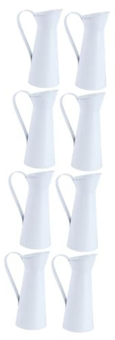 Kisangel 8 STK Vase Schreibtischaufsatz weiße Kaffeekanne Wasserkrug Hochzeitsdekorationen Blumenpflanztopf moderner Blumenkasten ländlich Blumentopf Ornamente Milchkanne Wasserkocher Eisen