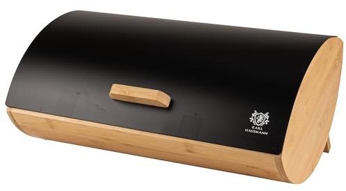 KARL HAUSMANN Brotkasten mit Deckel - Schwarz Brotbox Klein aus Holz - Bread Box - Brotaufbewahrung - Brotkästen - Brot Aufbewahrungsbox - Brotbehälter - Brotkorb - Brotaufbewahrungsbox - Brotkiste