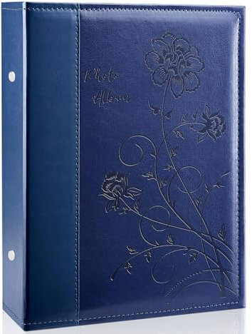 Miaikoe Fotoalbum 10x15 300 Fotos Slip in, große Kapazität Leder Cover Bilderalben hält 300 horizontale 10x15cm Landschaftsfotos für Hochzeit Familie (Blau)