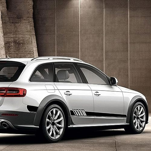 Karosserie Kofferraum Dekoration Aufkleber Taille Linien Aufkleber Tür Seitendekor Aufkleber für Audi A3 A4 A5 A6 A7 Q2 Q3 Q5 RS3 RS4 RS5 TT S5 S6 S7,A-Black