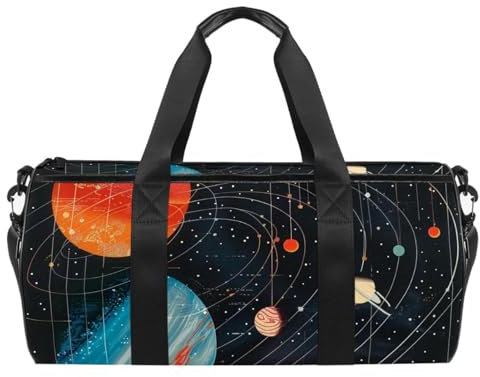 Weekender Reisetasche,kleine Sporttasche,Universum Planet Galaxie Sonnensystem,Sporttasche