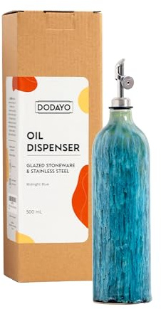 DODAYO Ceramic Olive Oil Bottle, 500ml Drip-Free, Midnight Blue Dispenser | Unique reactive glaze · Lab-tested food-safe · Protects oil from light · Ideal olive oil gift · 500ml ceramic pourer